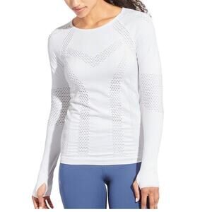 Athleta Burpee Laser Cut Double Layer Size M Ivory Athleisure Sporty Balletcore